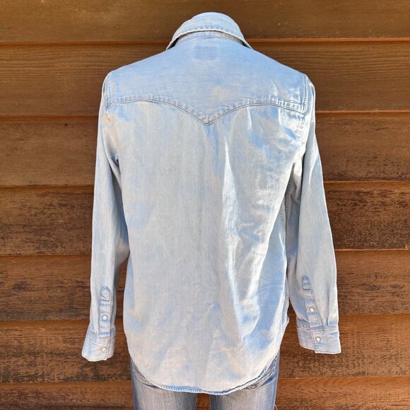 Vintage Levis Stonewash Denim Western Shirt Womens M Snap Front - Picture 5 of 11